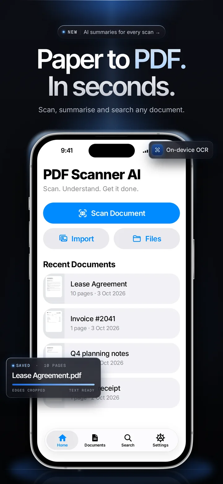 PDF Scanner AI — paper to PDF in seconds