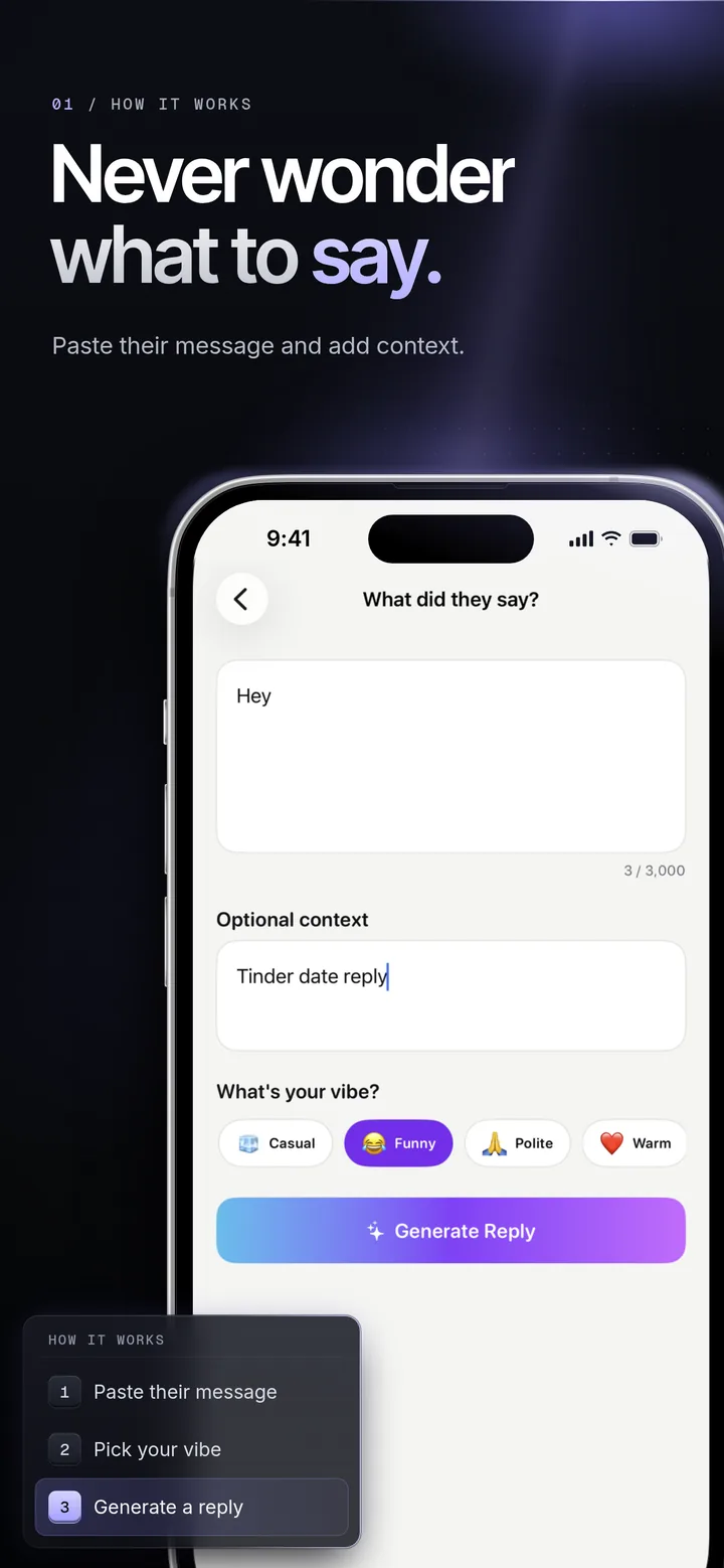 Reply AI — paste their message and add context